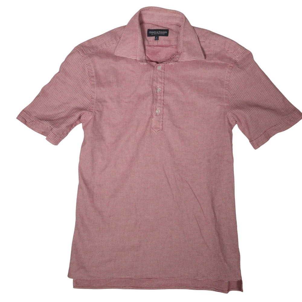 Gieves & Hawkes Polo Shirt Textured Stripe Short Sleeve Red Cotton Men S